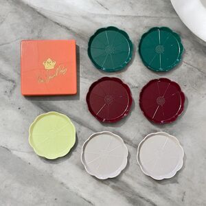 Vintage 1950’s Steeds The Jewel Box 7 MCM Floret Coasters In Original Box USA